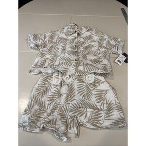Grayson Threads Kids Girls Size M(8) Top & Shorts White And Tan 2 PC Set